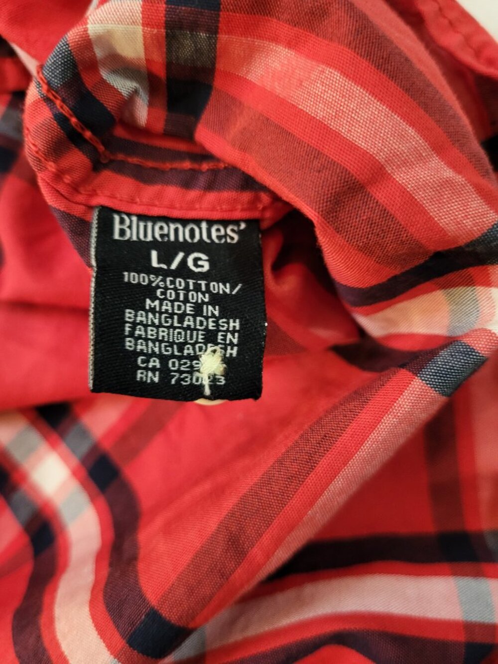 Bluenotes Men’s Red Plaid Short Sleeve Button-Up Shirt Size Large - Picture 6 of 9